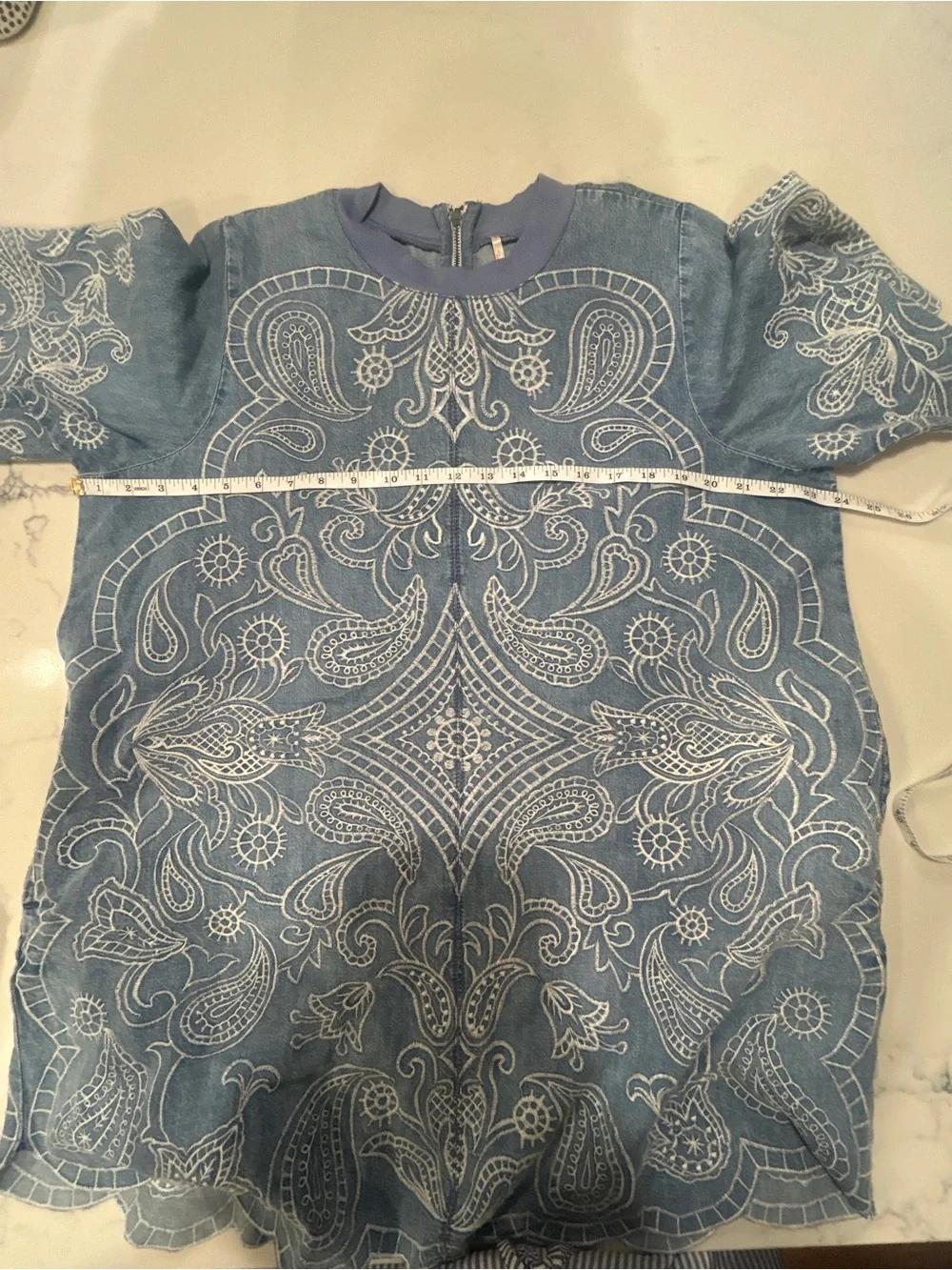 Free People Embroidered Denim Mini Dress Harlow size medium
